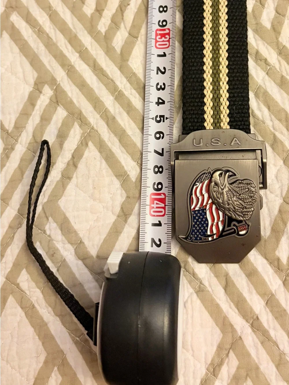 Men's Tactical Belt with American Flag Buckle - Black/Green